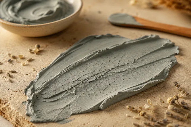 Grey bentonite clay mask cracking as it dries, Aztec Secret Indian Healing Clay review cover